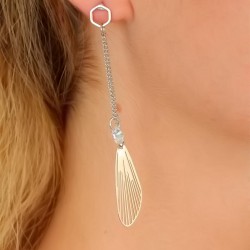 Zirkon Taşlı Silver Renk Zincirli Kadın Sallantı Küpe