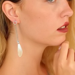 Zirkon Taşlı Silver Renk Zincirli Kadın Sallantı Küpe