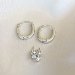 Gümüş Renkli Metal Küpe Seti