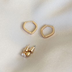 Üçgen Gold Renk Minimal Küpe Seti