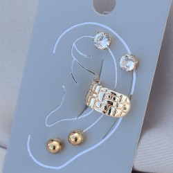 Gold Renk Metal Taşlı Kıkırdak Küpe Seti