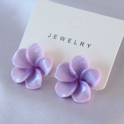 Lila Lotus Renk Aloha Model Kadın Küpe