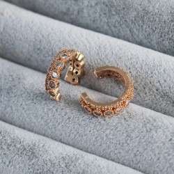 Gold Renk Zirkon Taşlı Earcuff Pirinç Kadın Kıkırdak Küpe