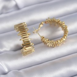 Gold Renk Pirinç Halka Model Kadın Küpe