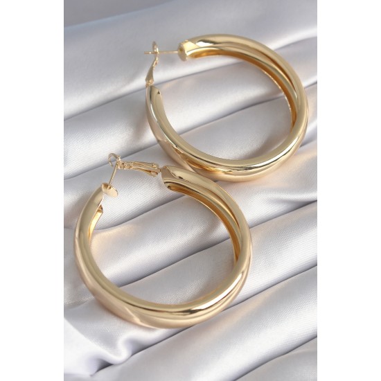 Pirinç Gold Renk Halka Model Kadın Küpe Pirinç Gold Renk Halka Model Kadın Küpe