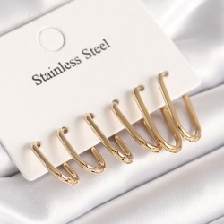 316L Çelik Gold Renk Kadın Küpe Seti