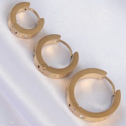 316L Çelik Gold Renk Zirkon Taşlı Cartier Model 3lü Halka Küpe