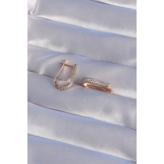XUPİNG Rose Renk Zirkon Taşlı Kıvrımlı Küpe XUPİNG Rose Renk Zirkon Taşlı Kıvrımlı Küpe