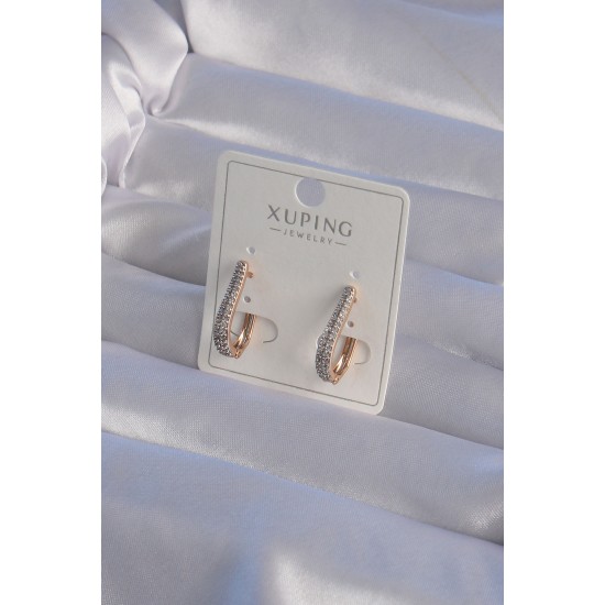 XUPİNG Rose Renk Zirkon Taşlı Kıvrımlı Küpe XUPİNG Rose Renk Zirkon Taşlı Kıvrımlı Küpe