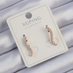 Xuping Rose Renk Zirkon Taşlı Kıvrımlı Su Yolu Küpe