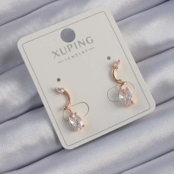 Xuping Rose Renk Zirkon Taşlı Kıvrımlı Küpe