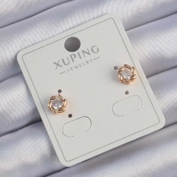 Xuping Rose Renk Zirkon Taşlı Lazer Kesim Oval Küpe