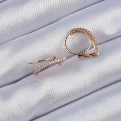 Xuping Rose Renk Zirkon Taşlı Geometrik Küpe