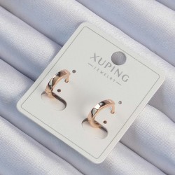Xuping Rose Renk Oval Kesim Aynalı Halka Küpe