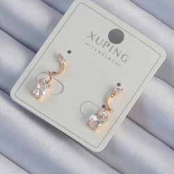 Xuping Rose Renk Zirkon Taşlı Kıvrımlı Küpe