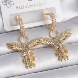 Pirinç Gold Renk Zirkon Taş Detay Anka Kuşu Model Kadın Küpe