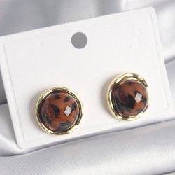 Pirinç Gold Renk Daire Kaplan Deseni Model Kadın Küpe