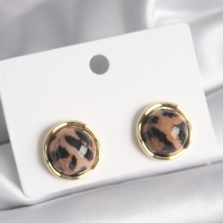 Pirinç Gold Renk Daire Kaplan Deseni Model Kadın Küpe