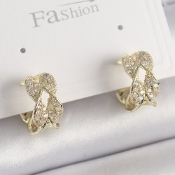 Pirinç Gold Renk Zirkon Taşlı Burgu Halka Model Kadın Küpe