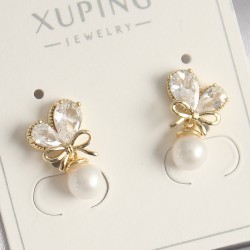 Pirinç Gold Renk Zirkon Taşlı Düğüm Model Xuping Kadın Küpe