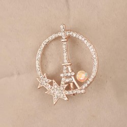 Zirkon Taşlı Paris Kulesi Figürlü Broş