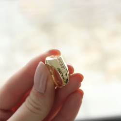 Punta Zirkon Taşlı Gold Kaplama Kadın Yüzük
