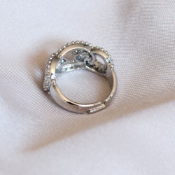 Silver Renk Zirkon Taşlı Ayarlamalı Yüzük