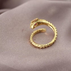 Gold Renk Metal Kırmızı Gözlü Yılan Desen Kadın Yüzük