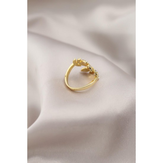 Gold Renk Metal Yaprak Model Kadın Yüzük Gold Renk Metal Yaprak Model Kadın Yüzük