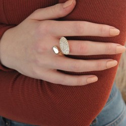 Ayarlanabilir Gold Renk Zirkon Taşlı Virgül Yüzük