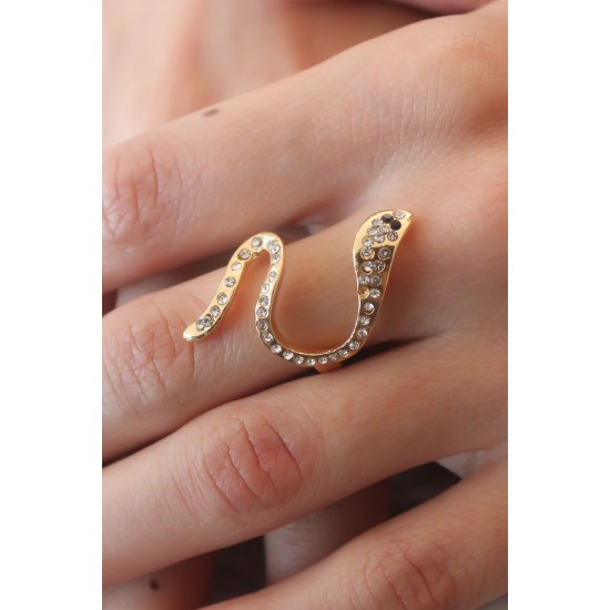 Gold Renk Zirkon Taşlı Yılan Model Kadın Yüzük Gold Renk Zirkon Taşlı Yılan Model Kadın Yüzük