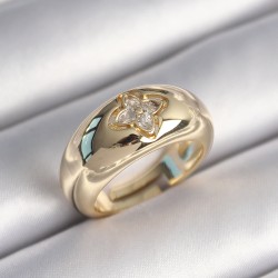 Pirinç Gold Renk Zirkon Taşlı Çiçek İşleme Kadın Yüzük