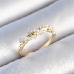 Pirinç Gold Renk Sarmal İnci Model Kadın Yüzük