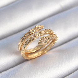 Pirinç Gold Renk Zirkon Taşlı Yılan Model Kadın Yüzük