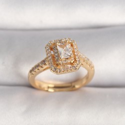 Pirinç Gold Renk Ayarlanabilir Baget Zirkon Taşlı Kadın Yüzük
