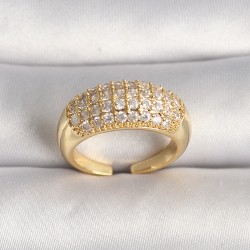Pirinç Gold Renk Ayarlanabilir Zirkon Taşlı Kadın Yüzük