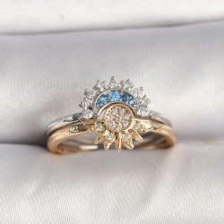 Pirinç Mix Renk Ayarlanabilir Zirkon Taşlı Ay Güneş Model Kadın Yüzük