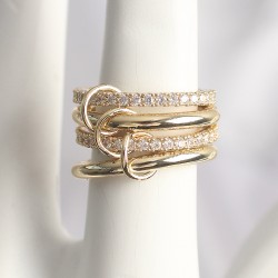 Pirinç Gold Renk Zirkon Taşlı 4'Lü Kadın Yüzük