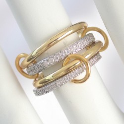 Pirinç Gold Renk Zirkon Taşlı Halka Detaylı Kadın Yüzük