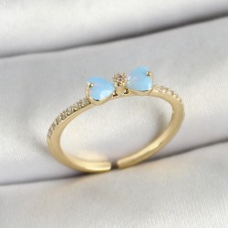 Pirinç Fiyonk Figürlü Zirkon Taşlı Gold Renk Ayarlanabilir Kadın Yüzük