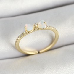 Pirinç Fiyonk Figürlü Zirkon Taşlı Gold Renk Ayarlanabilir Kadın Yüzük