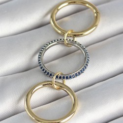 Pirinç Gold Renk Zirkon Taşlı 3'Lü Kadın Yüzük