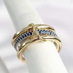 Pirinç Gold Renk Zirkon Taşlı 3'Lü Kadın Yüzük