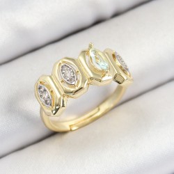 Pirinç Zirkon Taşlı Damla Model Gold Renk Kadın Yüzük