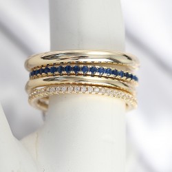 Pirinç Gold Renk Zirkon Taşlı 4'Lü Kadın Yüzük