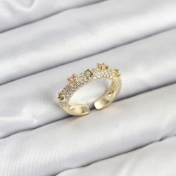 Pirinç Gold Renk Zirkon Taşlı Vintage Kadın Yüzük