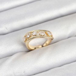 Pirinç Gold Renk Zirkon Taşlı Kadın Yüzük