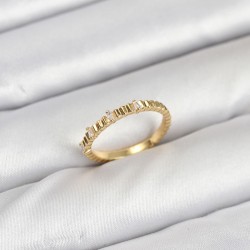 Pirinç Gold Renk Lazer Kesim Kadın Yüzük