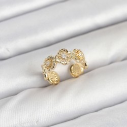Pirinç Gold Renk Yonca Model Kadın Yüzük