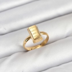 Pirinç Gold Renk Külçe Altın Model Kadın Yüzük